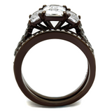 TK2646 - Stainless Steel Ring IP Dark Brown (IP coffee) Women AAA Grade CZ Clear