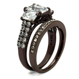 TK2646 - Stainless Steel Ring IP Dark Brown (IP coffee) Women AAA Grade CZ Clear