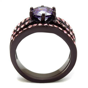 TK2652 - Stainless Steel Ring IP Dark Brown (IP coffee) Women AAA Grade CZ Amethyst