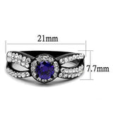 TK2653 - Stainless Steel Ring Two-Tone IP Black (Ion Plating) Women AAA Grade CZ Tanzanite