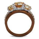 TK2656 - Stainless Steel Ring Two Tone IP Light Brown (IP Light coffee) Women AAA Grade CZ Champagne