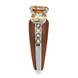 TK2656 - Stainless Steel Ring Two Tone IP Light Brown (IP Light coffee) Women AAA Grade CZ Champagne