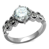 TK2658 - Stainless Steel Ring High polished (no plating) Women AAA Grade CZ Clear