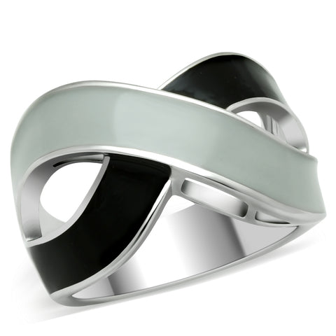 TK265 - Stainless Steel Ring Rhodium Women Epoxy No Stone