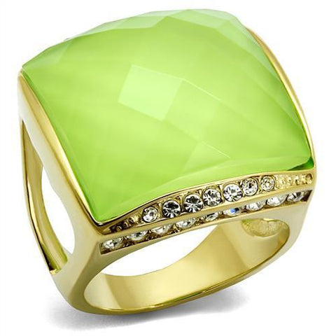 TK2661 - Stainless Steel Ring IP Gold(Ion Plating) Women Synthetic Apple Green color