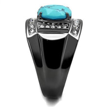 TK2662 - Stainless Steel Ring IP Light Black  (IP Gun) Men Synthetic Sea Blue