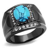 TK2662 - Stainless Steel Ring IP Light Black  (IP Gun) Men Synthetic Sea Blue