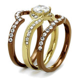 TK2669 - Stainless Steel Ring IP Gold & IP Light Brown (IP Light coffee) Women AAA Grade CZ Clear