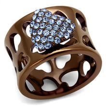 TK2676 - Stainless Steel Ring IP Coffee light Women Top Grade Crystal Aquamarine