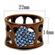 TK2676 - Stainless Steel Ring IP Coffee light Women Top Grade Crystal Aquamarine