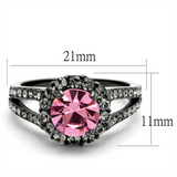 TK2680 - Stainless Steel Ring IP Light Black  (IP Gun) Women Top Grade Crystal Light Rose