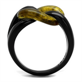 TK2682 - Stainless Steel Ring IP Black(Ion Plating) Women Synthetic Topaz