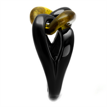 TK2682 - Stainless Steel Ring IP Black(Ion Plating) Women Synthetic Topaz