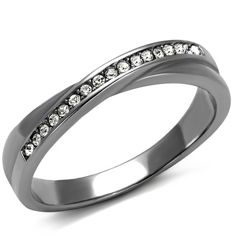 TK2684 - Stainless Steel Ring High polished (no plating) Women Top Grade Crystal Clear