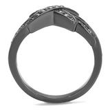 TK2689 - Stainless Steel Ring IP Light Black  (IP Gun) Women AAA Grade CZ Clear