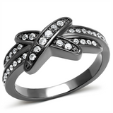 TK2689 - Stainless Steel Ring IP Light Black  (IP Gun) Women AAA Grade CZ Clear