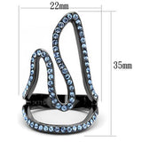 TK2695 - Stainless Steel Ring IP Light Black  (IP Gun) Women Top Grade Crystal Aquamarine