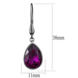 TK2705 - Stainless Steel Earrings IP Light Black  (IP Gun) Women Top Grade Crystal Fuchsia