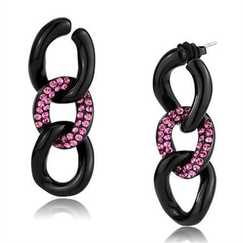 TK2711 - Stainless Steel Earrings IP Black(Ion Plating) Women Top Grade Crystal Light Peach