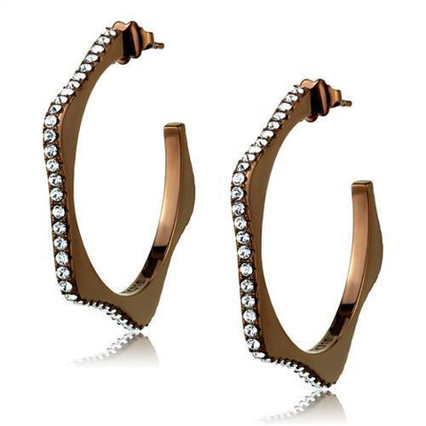 TK2714 - Stainless Steel Earrings IP Coffee light Women Top Grade Crystal Clear