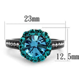 TK2716 - Stainless Steel Ring IP Light Black  (IP Gun) Women Top Grade Crystal Sea Blue