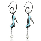 TK2721 - Stainless Steel Earrings IP Light Black  (IP Gun) Women Synthetic White