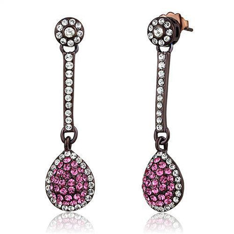 TK2724 - Stainless Steel Earrings IP Dark Brown (IP coffee) Women Top Grade Crystal Rose