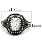 TK2731 - Stainless Steel Ring IP Light Black  (IP Gun) Women AAA Grade CZ Clear