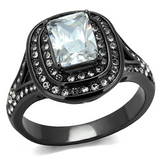 TK2731 - Stainless Steel Ring IP Light Black  (IP Gun) Women AAA Grade CZ Clear