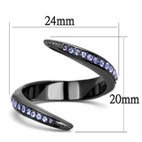 TK2732 - Stainless Steel Ring IP Light Black  (IP Gun) Women Top Grade Crystal Tanzanite