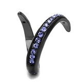 TK2732 - Stainless Steel Ring IP Light Black  (IP Gun) Women Top Grade Crystal Tanzanite