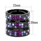 TK2734 - Stainless Steel Ring IP Light Black  (IP Gun) Women Top Grade Crystal Multi Color