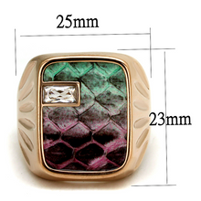 TK2737 - Stainless Steel Ring IP Rose Gold(Ion Plating) Men Leather Multi Color
