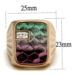 TK2737 - Stainless Steel Ring IP Rose Gold(Ion Plating) Men Leather Multi Color
