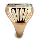 TK2737 - Stainless Steel Ring IP Rose Gold(Ion Plating) Men Leather Multi Color