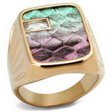 TK2737 - Stainless Steel Ring IP Rose Gold(Ion Plating) Men Leather Multi Color