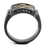 TK2738 - Stainless Steel Ring IP Light Black  (IP Gun) Women Leather Brown