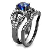 TK2740 - Stainless Steel Ring IP Light Black  (IP Gun) Women Synthetic London Blue
