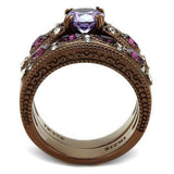 TK2746 - Stainless Steel Ring IP Coffee light Women AAA Grade CZ Amethyst