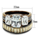 TK2747 - Stainless Steel Ring IP Light Black & IP Light coffee Women AAA Grade CZ Clear