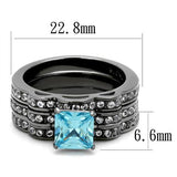 TK2748 - Stainless Steel Ring IP Light Black  (IP Gun) Women AAA Grade CZ Sea Blue