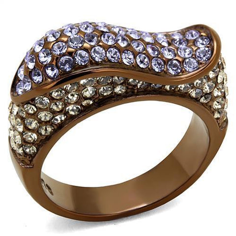 TK2754 - Stainless Steel Ring IP Coffee light Women Top Grade Crystal Multi Color