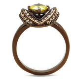 TK2762 - Stainless Steel Ring IP Coffee light Women AAA Grade CZ Topaz