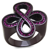 TK2763 - Stainless Steel Ring IP Dark Brown (IP coffee) Women Top Grade Crystal Fuchsia