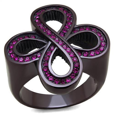 TK2763 - Stainless Steel Ring IP Dark Brown (IP coffee) Women Top Grade Crystal Fuchsia