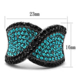 TK2764 - Stainless Steel Ring Two-Tone IP Black Women Top Grade Crystal Blue Zircon