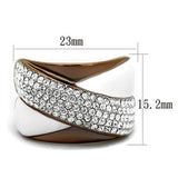 TK2765 - Stainless Steel Ring Two Tone IP Light Brown (IP Light coffee) Women Top Grade Crystal Clear