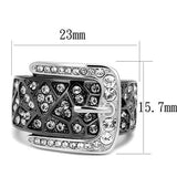 TK2769 - Stainless Steel Ring Two-Tone IP Black Women Top Grade Crystal Black Diamond