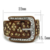 TK2770 - Stainless Steel Ring Two Tone IP Light Brown (IP Light coffee) Women Top Grade Crystal Citrine Yellow