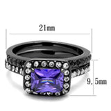 TK2778 - Stainless Steel Ring IP Light Black  (IP Gun) Women AAA Grade CZ Tanzanite